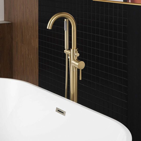 Floor-Mount Bathtub Faucet with Handheld