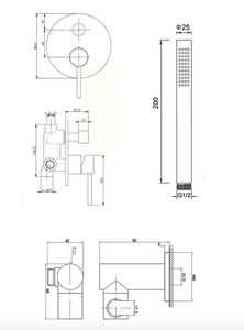 Concealed Mixer Wall-Mount Shower Head Set with Handheld and Spout