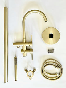 Floor-Mount Bathtub Faucet with Handheld